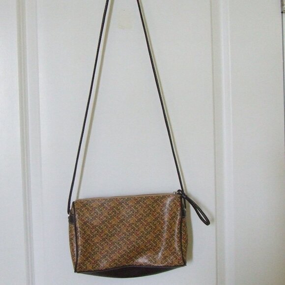 Liz Claiborne purse cross body vintage 1980s LC logo hand bag vinyl cloth vegan - Picture 5 of 11